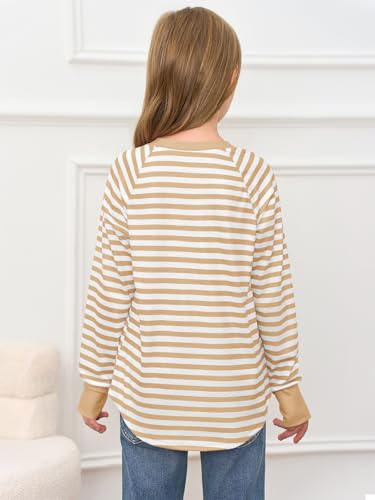 Image of Haloumoning Girls Striped Long Sleeve Shirts 5-14 Years