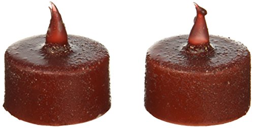 Darice Primitive Wax Dipped Led Timer, Burgundy With Sand Texture Tea Lights, 2 Piece #TOP13