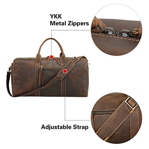 Men's Full Grain Leather Travel Duffle Weekender Overnight Luggage Bag 24" With Ykk Zippers #TOP1
