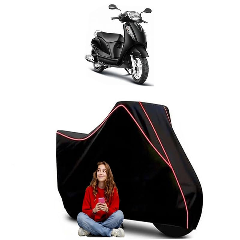 Image of Access 125 Special Edition Scooty Bike Cover Water Resistant Outdoor Use Universal Fit Scooters Motorcycles Heavy Duty UV Protection Dust Rain Scratch Resistant Elastic Bottom Black Blue Piping
