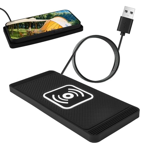 15 W Chargeur de Voiture sans Fil Tapis de Chargement Rapide sans Fil QI pour Voiture Tapis de Charge Rapide antidérapant avec USB Câble 1M pour iPhone 16 15 14 13 12 11 X Samsung S22/S21