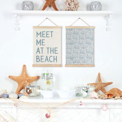 RYYCDOI Coastal Cowgirl Beach Room Decor Set of 2, Aesthetic Seashell Wall Decor, Blue Beach Decor for Teen Girls Room, 12x16 Inches - Image 5