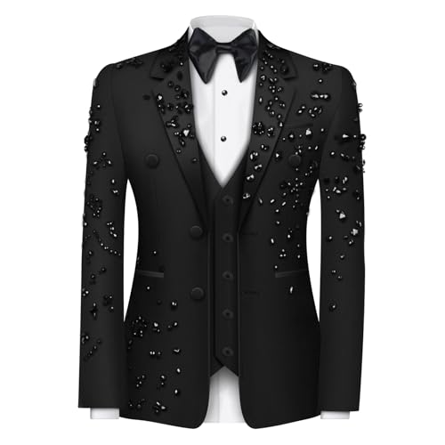 Mens 2 Piece Slim Fit Suit Set Two Button Black Men Suit Jacket Pants with Notch Lapel Casual Wedding Suits2