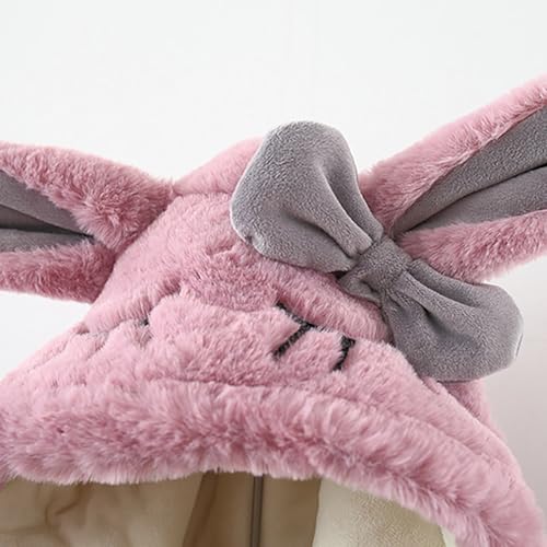 Girls Fleece Hooded Jacket Faux 𝗙𝘂r Button Long Sleeve Windproof Coat Warm 𝗥abbit Ears Outerwear with Bag4