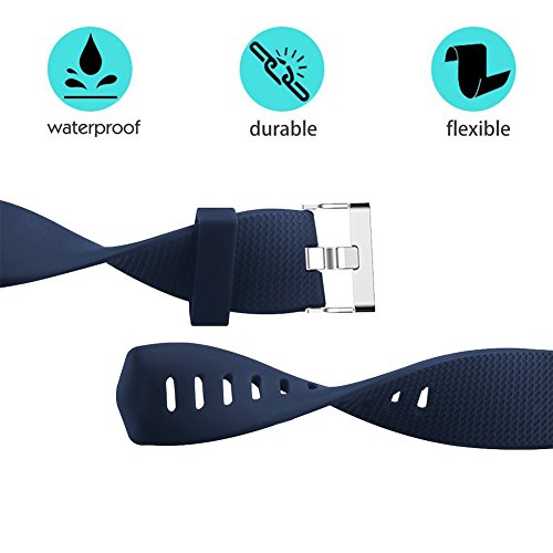 POY Replacement Bands Compatible for Fitbit Charge 2, Classic Edition Adjustable Sport Wristbands, Large Navy