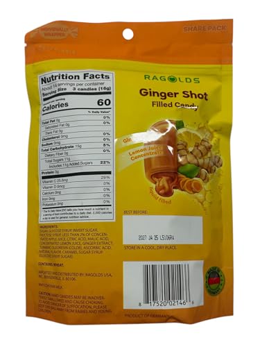 2-Pack Ragold Ginger Shot Filled Candy – 2 Pack, 8 oz Each – With Ginger Extract & Concentrated Lemon Juice - Image 3