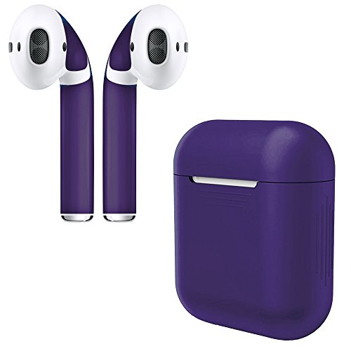 AirPod Skins & Silicone Charging Case Cover | Easy Install | Customize and Protect | Free Lifetime Replacements | Max Coverage | Apple AirPods Accessories (Purple Case & Skin)