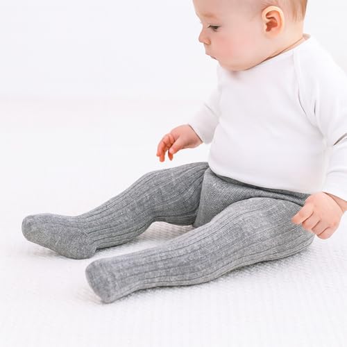 Image of SYGA Baby Tights For Girls Soft Cotton Infant Leggings Toddler Solid Knit Socks Newborn Warm Crochet Pants Stockings - Purple
