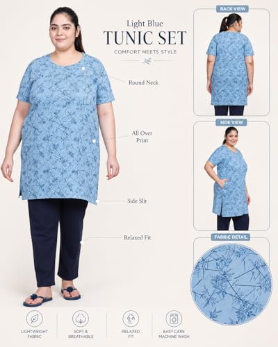 Image of In Love Women's All-Over Printed Cotton Plus Size Longline T-Shirt with Pockets