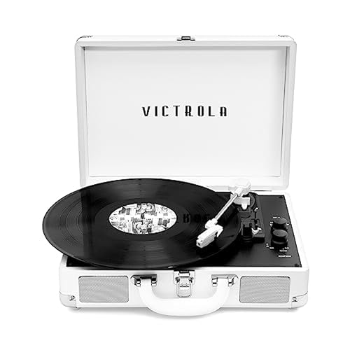 Image of Victrola Journey+ Bluetooth Suitcase Record Player - Built-In Speakers, 33-1 /3, 45 & 78 RPM Vinyl Record Player, RCA Out, Headphone Jack, Wireless Streaming (White)