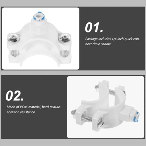 Hemobllo RO Drain Saddle Clamp 1/4" Fits 40mm OD Pipe, Quick Connect Valve – Easy Install Under Sink Water Filter Waste Drain for Reverse Osmosis System, Durable POM Plastic Plumbing Fitting by Hemobllo - Image 7
