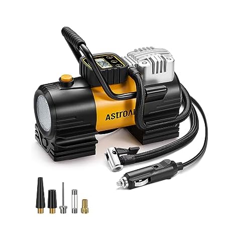AstroAI Tire Inflator Portable Air Compressor (Up to 150 PSI) Tire Pump for Car 12V DC Digital Air Pump with 12 LEDs Super Bright Light for Bicycle, Motorcycle, Automotive Car Accessories Cover