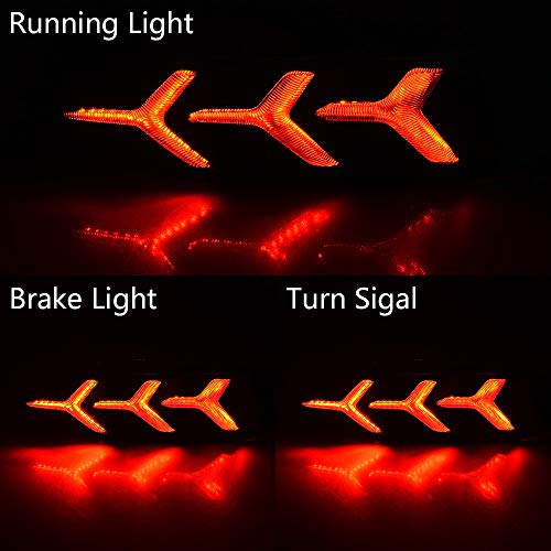 Anzios 2Pcs Rear Brake Tail Light Lower Bumper Reflex Lamp Y Led Red Lens Tail Lamp Compatible With 2016-20 Civic Sedan 10Th Gen #TOP4