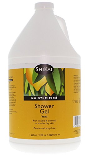 ShiKai Daily Moisturizing Shower Gel (Yuzu, 1 Gallon) | Gentle Soap-Free Formula | with Aloe Vera & Finely Ground Oatmeal for Soft, Healthy Skin | Dry Skin Relief