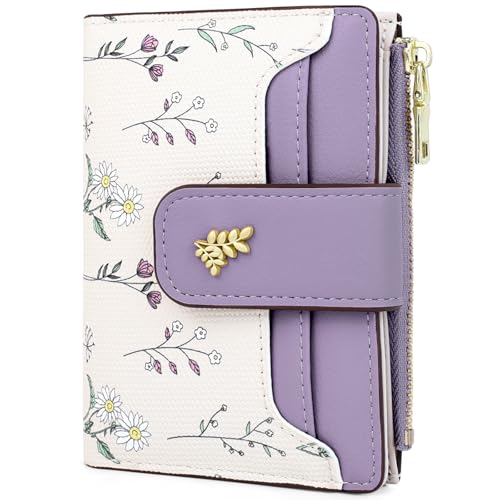 Image of Farcauo Womens Wallet with RFID Blocking Cute Small Wallets for Women Thin Purple Women's Wallet Kawaii Flower Card Wallets for Women Ladies