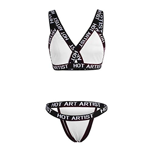 MEIbax Impresión de Letras Ropa Interior erótica Ropa Interior de Mujer Deportiva Conjunto de Pijama Ropa Interior Mujer Encaje Ropa Erótica Push up Tangas Babydoll Panties Bragas Camisón