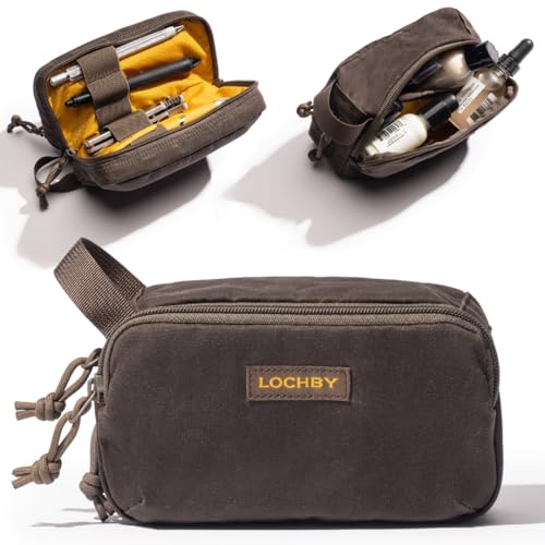 LOCHBY Mini Venture Pouch | Multipurpose Tactical Mini Tool Bag | Water Resistant Waxed Canvas | Dual-Sided Zipper Pouch | for Motorcycle Bike EDC Pen Pencil Art Tech & Travel