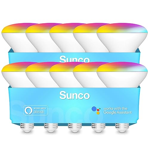 Sunco BR30 Alexa Smart Flood Light Bulb, Color Changing LED Recessed WiFi Bulb 8W, RGB CW, Dimmable,...