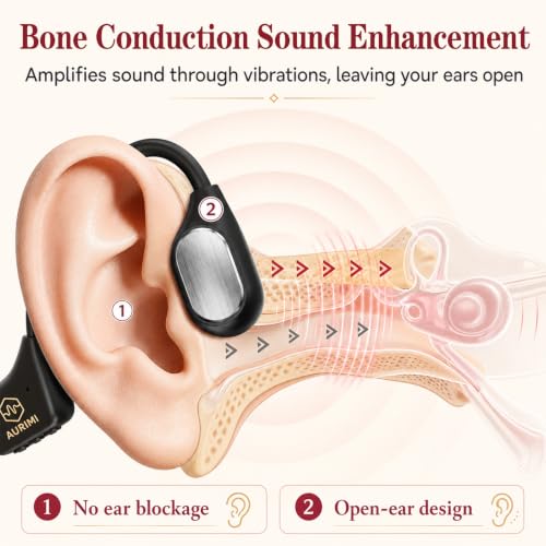Image of Aurimi Bone Conduction Sound Amplifier, Open Ear Design | Bone Conduction Hearing Amplifier, Ultra Lightweight 25 g, Up to 10 Hours of Use, Magnetic Charging, No Bluetooth