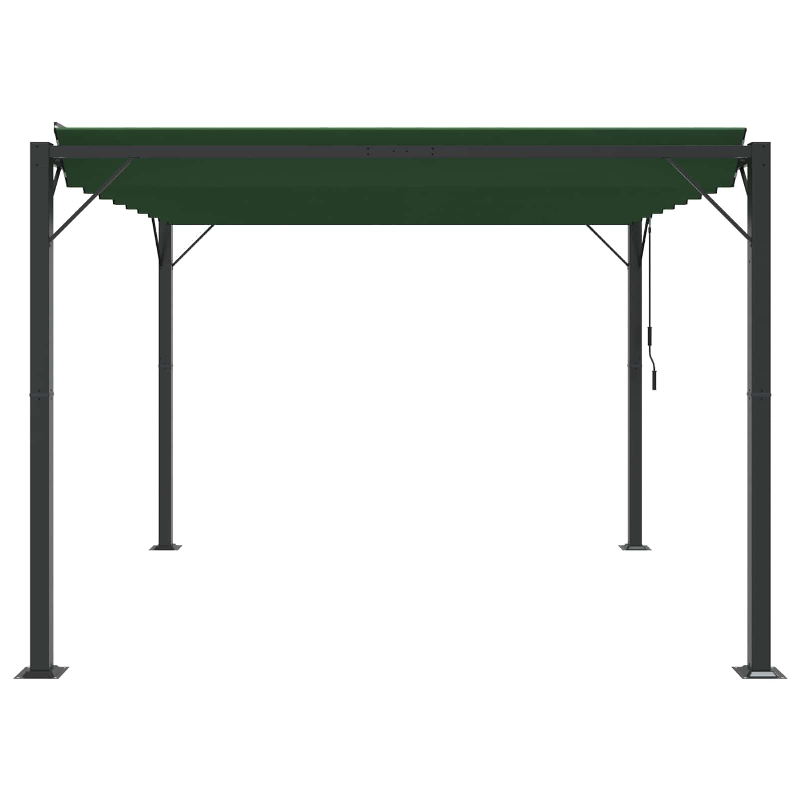 Gazebo z regulowanym dachem lamelowym, aluminiowa rama, 3 x 3 x 2,14 m, zielona, wodoszczelny poliester, idealna jako namiot ogrodowy, pergola, ochrona przed słońcem na taras, imprezę