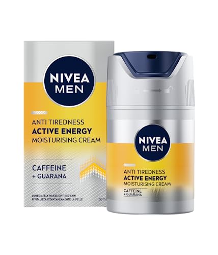 NIVEA MEN Active Energy Crema Facial Hidratante Anticansancio (1 x 50 ml), crema para hombres con cafeína y guaraná, crema hidratante para reducir los signos del cansancio