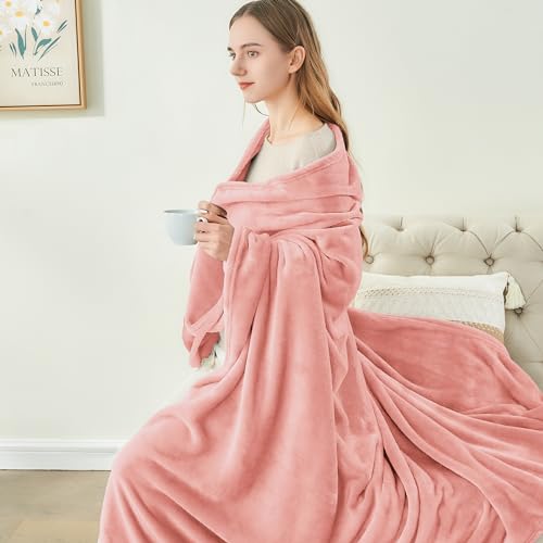 Image of BEDELITE Fleece Blanket Pink Throw Blankets for Couch & Bed, Luxury Plush Cozy Fuzzy Blanket 50 inch x 60 inch, Super Soft Warm Lightweight Throw Blanket for Travel Camping