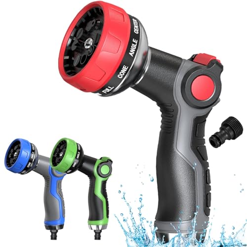 Hose Nozzle 10 Adjustable Patterns Premium High Pressure Water Hose Nozzle with Thumb Control Design Hose Sprayer Nozzle for Garden & Lawns Watering, Cleaning, Pets & Car Washing