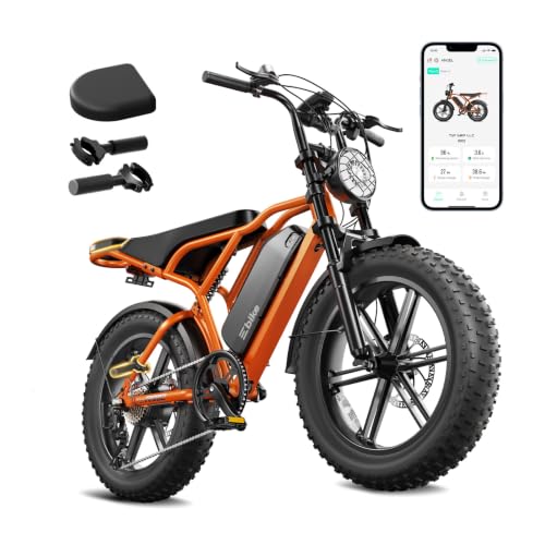 Image of TST Electric Bike for Adults, 1500W Peak Motor 60 Miles Fat Tire Ebike with 48V 15Ah Removable Battery 20 inch Fat Tire Electric Bike, Dual Suspension,7 Speeds Orange