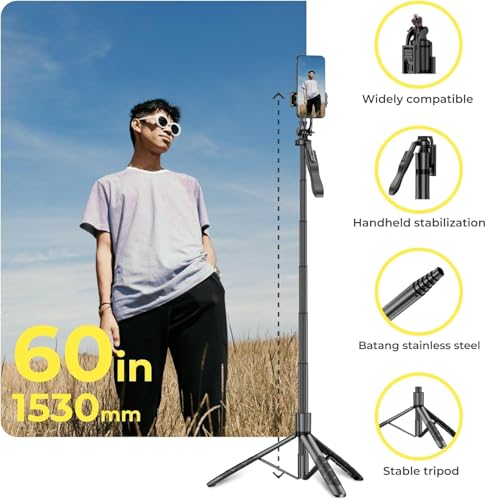 Image of Selfie Stick with Tripod Stand for Mobile Phones, Universally Compatible with Mobile Phones