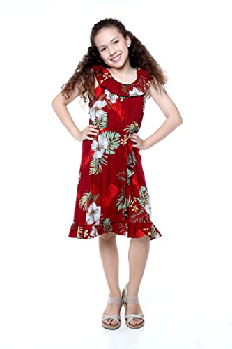 Image of Matchable Family Hawaiian Luau Men Women Girl Boy Clothes in Pineapple Garden Burgundy