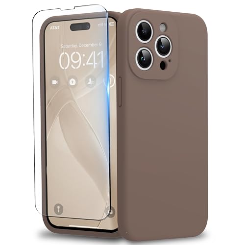 Coque silicone iPhone 15 Pro doublure microfibre marron clair anti-rayure