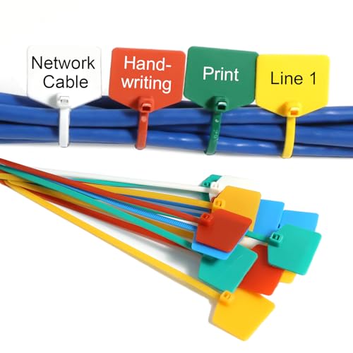 6 in Marker Nylon Cable Ties, Plastic Water Proof Tags, Self-Locking Written-on Cable Marker, Security Seals Label for Cabling, Wire Marking Label, Shipping Hanging Tags - White/ 100pcs