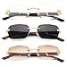 LIU·WEN Fashion Rimless Sunglasses for Men 3 Pack - Retro Frameless Rectangle Men Shades Tinted Eyewear(Clear + Brown + Gray)