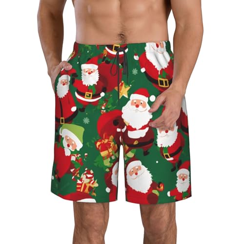 Xmas Funny Gnomes Print Stylish Men Beach Shorts Lightweight Cozy Swim Trunks Summer Casual Outings Holiday