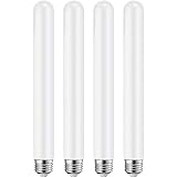 LEOOLS LED Light Bulb T10 12W 11.8inch E26 Base Matt Opal Porcelain Dimmable Tubular LED Light Bulb,E26 Edison Bulb 12W Equal 100 watt Light Bulb 4000K Neutral White, CRI90+,600LM,4 Packs