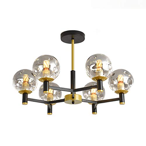 Lustre cuisine et salle à manger moderne milieu du siècle à 6 lampes