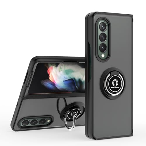 Compatible with Samsung Galaxy Z Fold4 Bracket Phone Case,Compatible with Samsung Galaxy Fold 4 5G [Car Mount Magnetic Stand] [PC+TPU] Anti-Drop Black