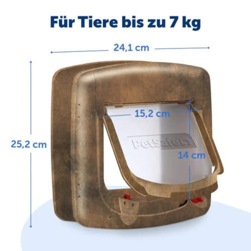 PetSafe Staywell Magnetische Katzenklappe Deluxe, Magnet-Schlüssel gibt nur Ihrer Katze Zugang - hält fremde Tiere draußen, mit 4 Verschlussoptionen, für Katzen bis zu 7 kg, Braun