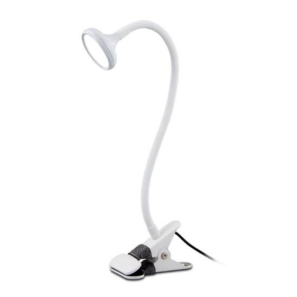 Aolyty Upgraded LED Table Lamp with Antiskid Clamp Clip on Flexible Gooseneck 3 Color Temperature Dimmable Switch Eye-Care with USB No Power Adapter (White)