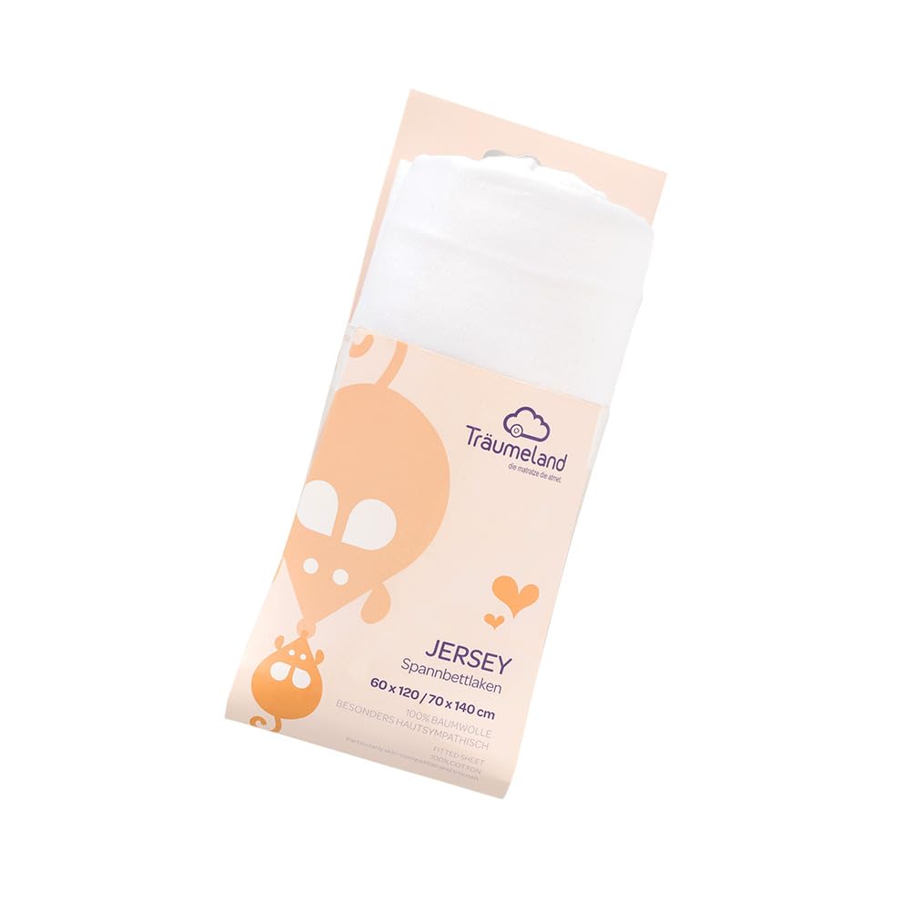 Träumeland TT02008 Spannbetttuch Jersey, weiß, 50 x 100 cm