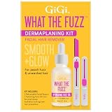 GiGi What The Fuzz Dermaplaning Kit – Face Razor for Peach Fuzz Removal, Facial Hair Remover & Exfoliating Tool, Smooth Skin Shaving for Women,