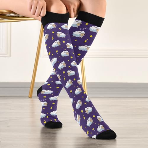 Image of SHJI Compression Socks for Women Sock Men Knee High Stockings for Running Athletic Hiking Cycling