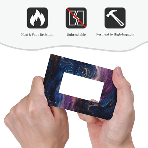 Decorative Outlet Covers Abstract Purple Blue Gold Marble Texture 1 Gang Single Decora GFCI Device Light Switch Covers Plate 1 Rocker Wall Plate Jumbo Faceplate for Bathroom Decor