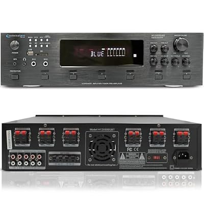 Home Theater System Kit - 6000 Watts Bluetooth Amplifier with 5.25 6 Qty of 175 W Each in-Wall in-Ceiling Speakers & 16 Gauge 250 ft. Spool of Speaker Zip Wire, Perfect for Home/Office/Bar by Vaiyer