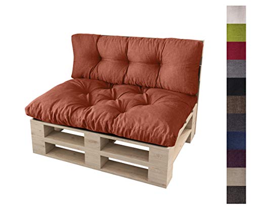 sunnypillow Set 2 Coussins pour Palette Euro Canapé Jardin Salon - Siège 120 x 80 x 12 cm + Appui...