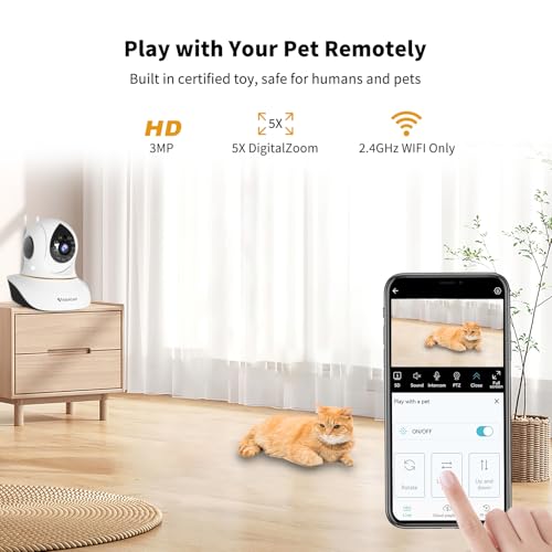 VSTARCAM-Pet-Camera-for-Cats-Interactive-Dog-Cat-Toy-Camera-with-3MP-IR-Night-Vision-Motion-Detection-2-Way-Audio-Cat-Camera-with-Phone-APP-for-Indoor-Adult-CatsKittensDogs
