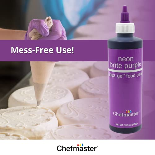 Chefmaster Neon Purple Liqua-Gel® Food Coloring | Vibrant Color | Professional-Grade Dye For Icing, Frosting, Fondant | Baking & Decorating | Fade-Resistant | Easy-To-Use | Made In Usa | 10.5 Oz #TOP3