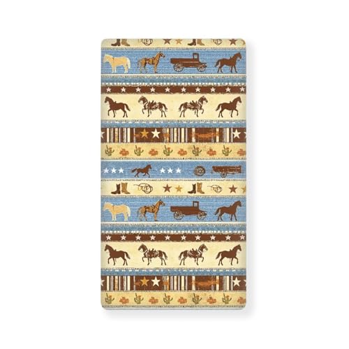 Image of Western Cowboy Horse Baby Crib Sheets Neutral Breathable Bedding Sets for Cribs Fitted Removable Southwestern Mattress Cover for Girls Safe and Breathable Nursery Decor Home Accessories