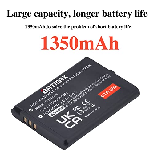 Batmax 1350Mah Ctr-003 Battery For Nintendo 3Ds 2Ds Game Console #TOP3