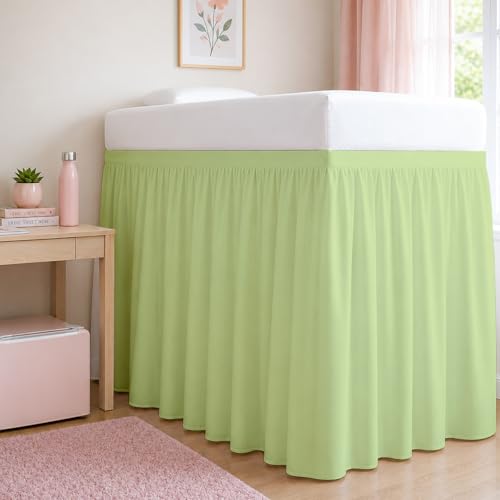 Sage College Room Twin XL Bed Skirt - Extra Long Dorm Size - 48 Inch Drop